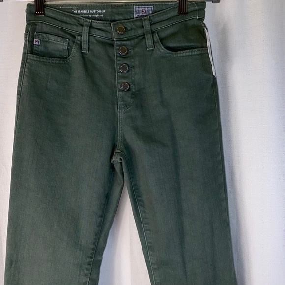 AG Isabelle Button Up High Rise Jeans Size 25 in Green 🆕 Retail $215!!! - Picture 5 of 15